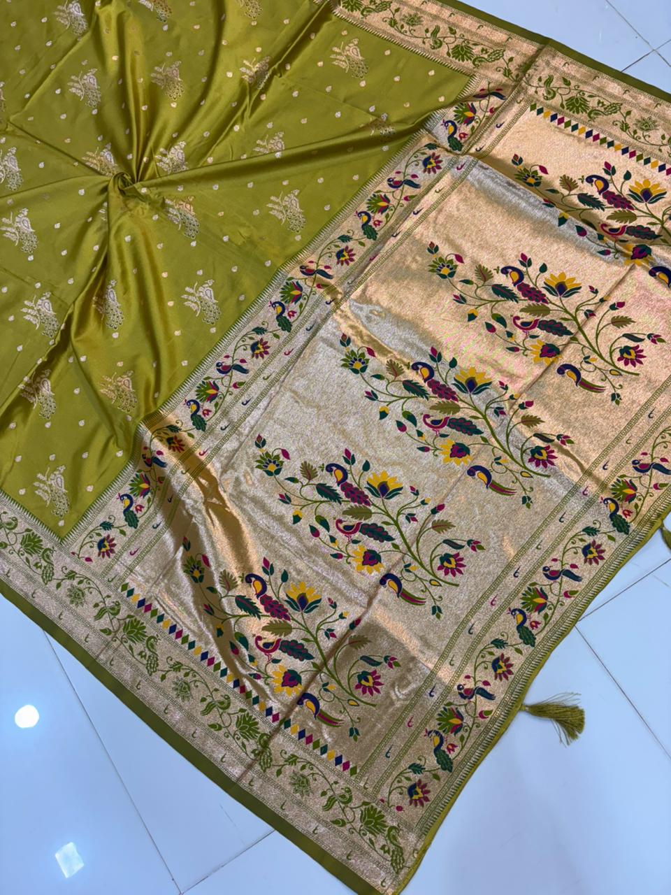 Meenakari Satin Silk Saree for Women | Rich Banarasi Style Lightweight Saree with Full Machine Work