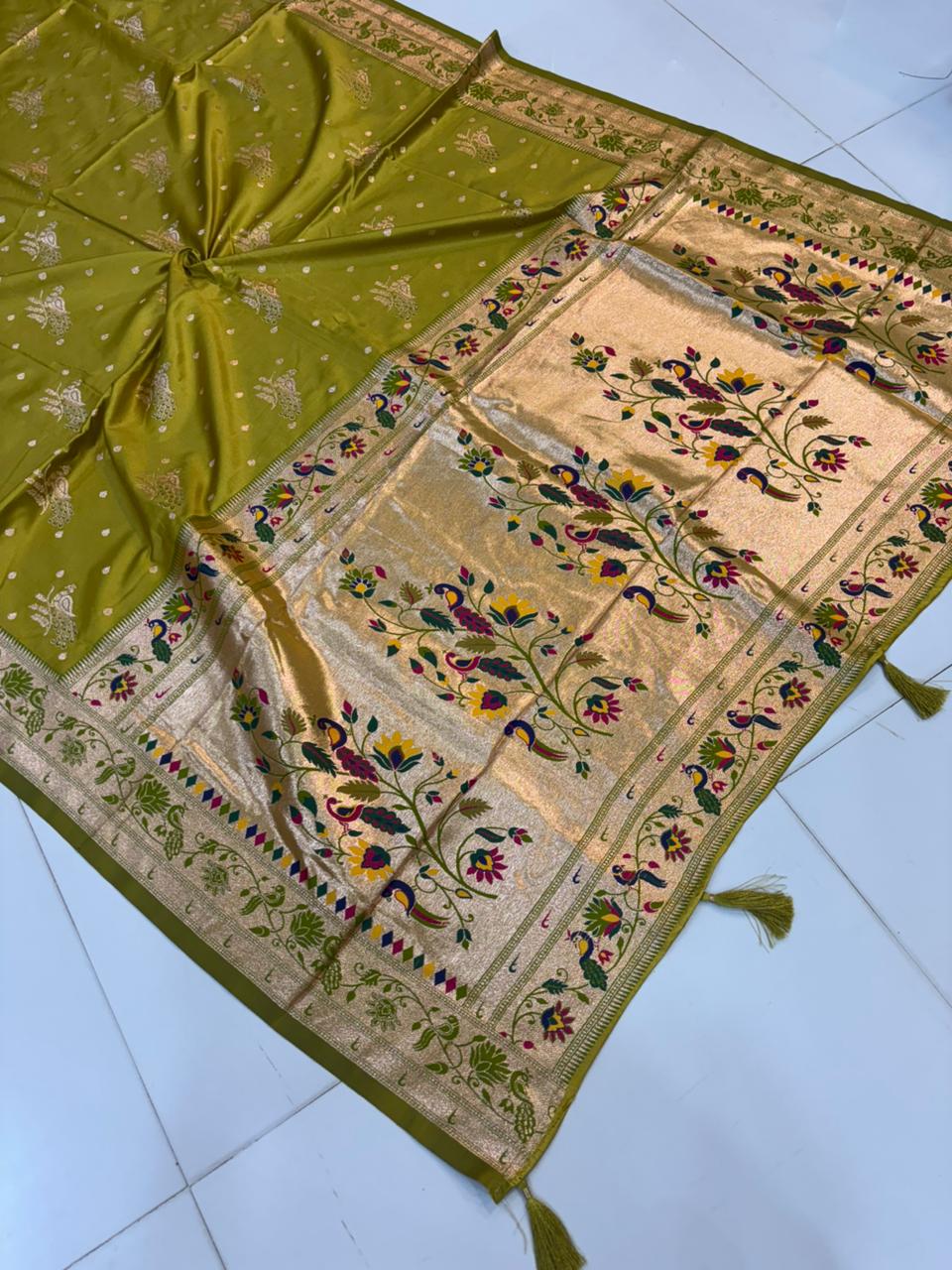 Meenakari Satin Silk Saree for Women | Rich Banarasi Style Lightweight Saree with Full Machine Work