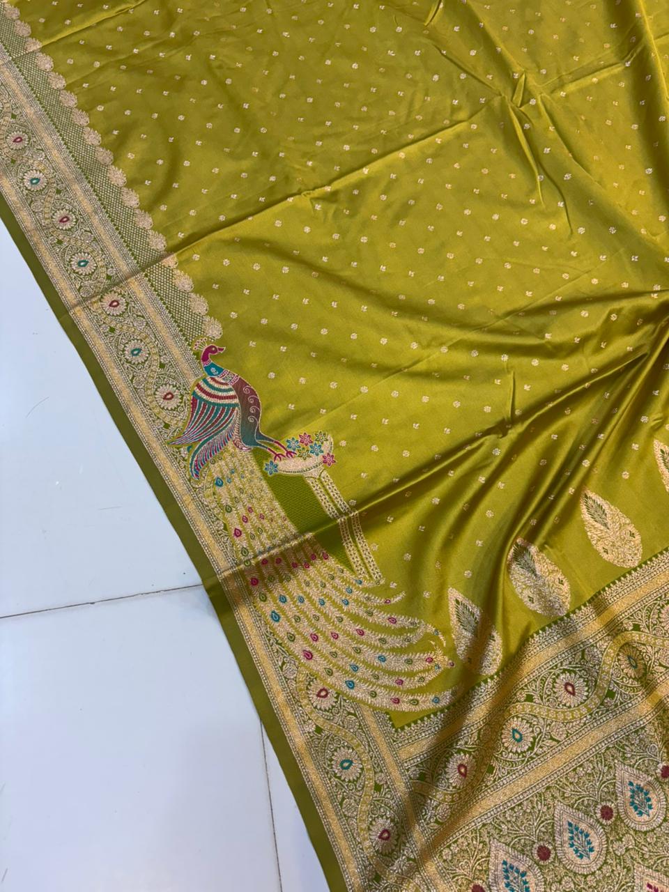 Meenakari Satin Silk Saree for Women | Rich Banarasi Style Lightweight Saree with Full Machine Work