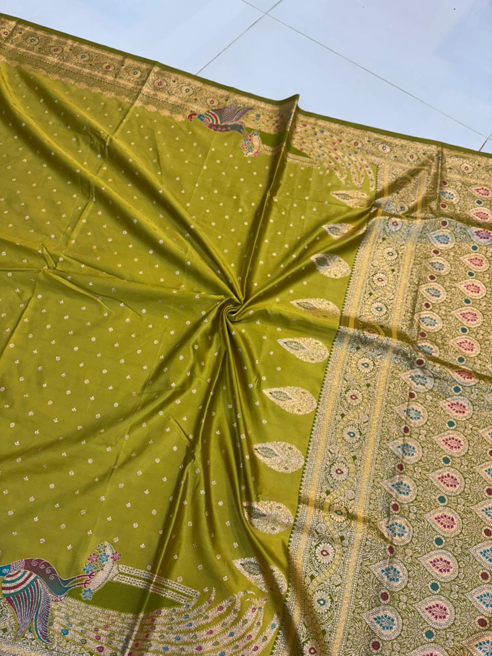 Meenakari Satin Silk Saree for Women | Rich Banarasi Style Lightweight Saree with Full Machine Work