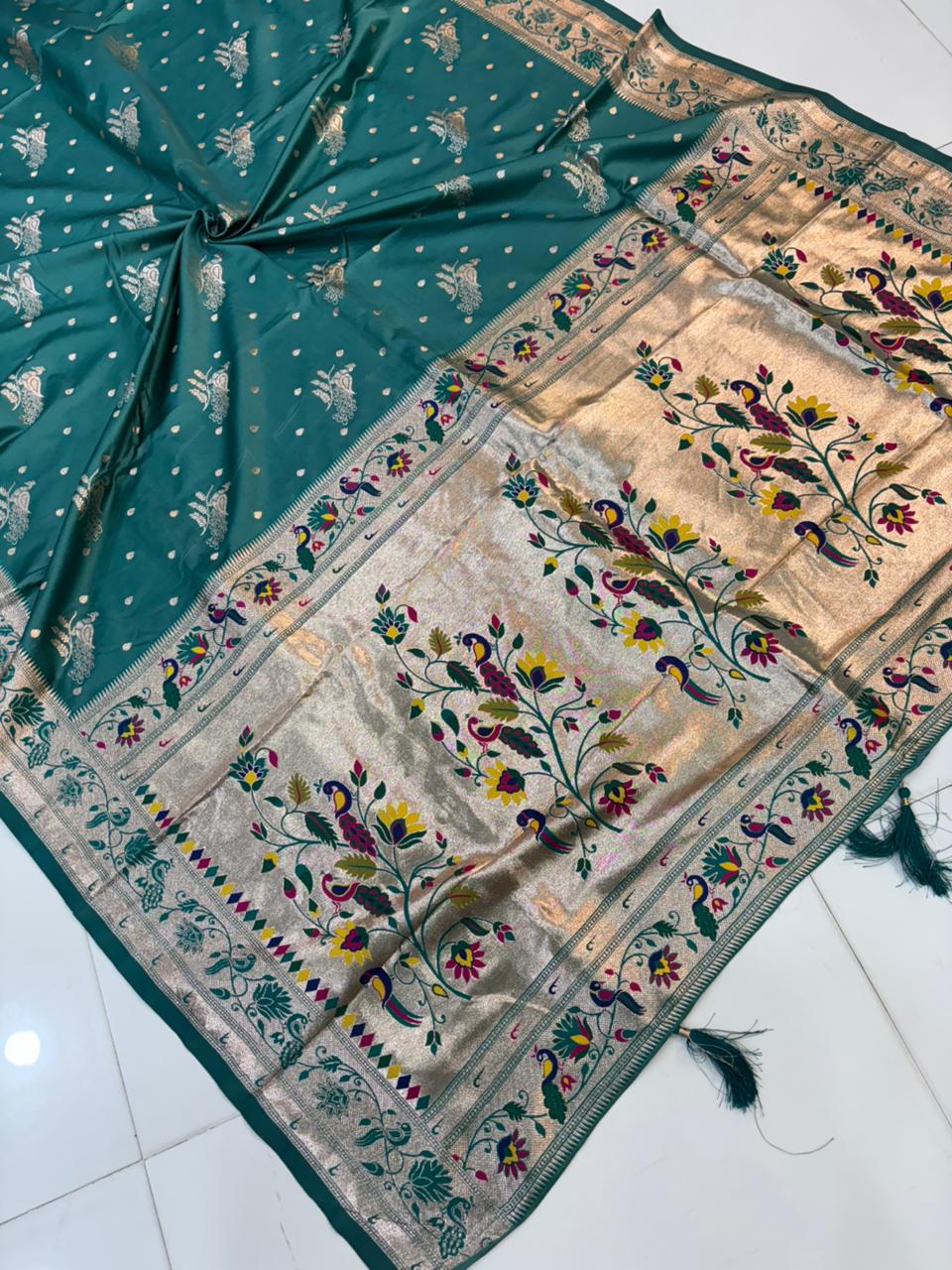 Meenakari Satin Silk Saree for Women | Rich Banarasi Style Lightweight Saree with Full Machine Work