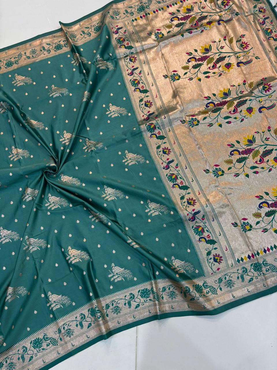 Meenakari Satin Silk Saree for Women | Rich Banarasi Style Lightweight Saree with Full Machine Work