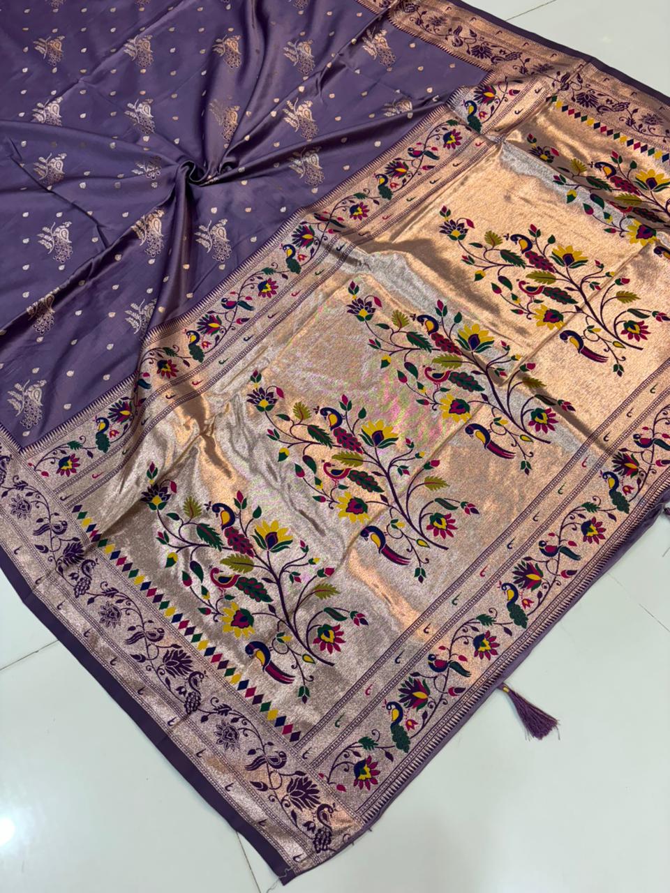Meenakari Satin Silk Saree for Women | Rich Banarasi Style Lightweight Saree with Full Machine Work