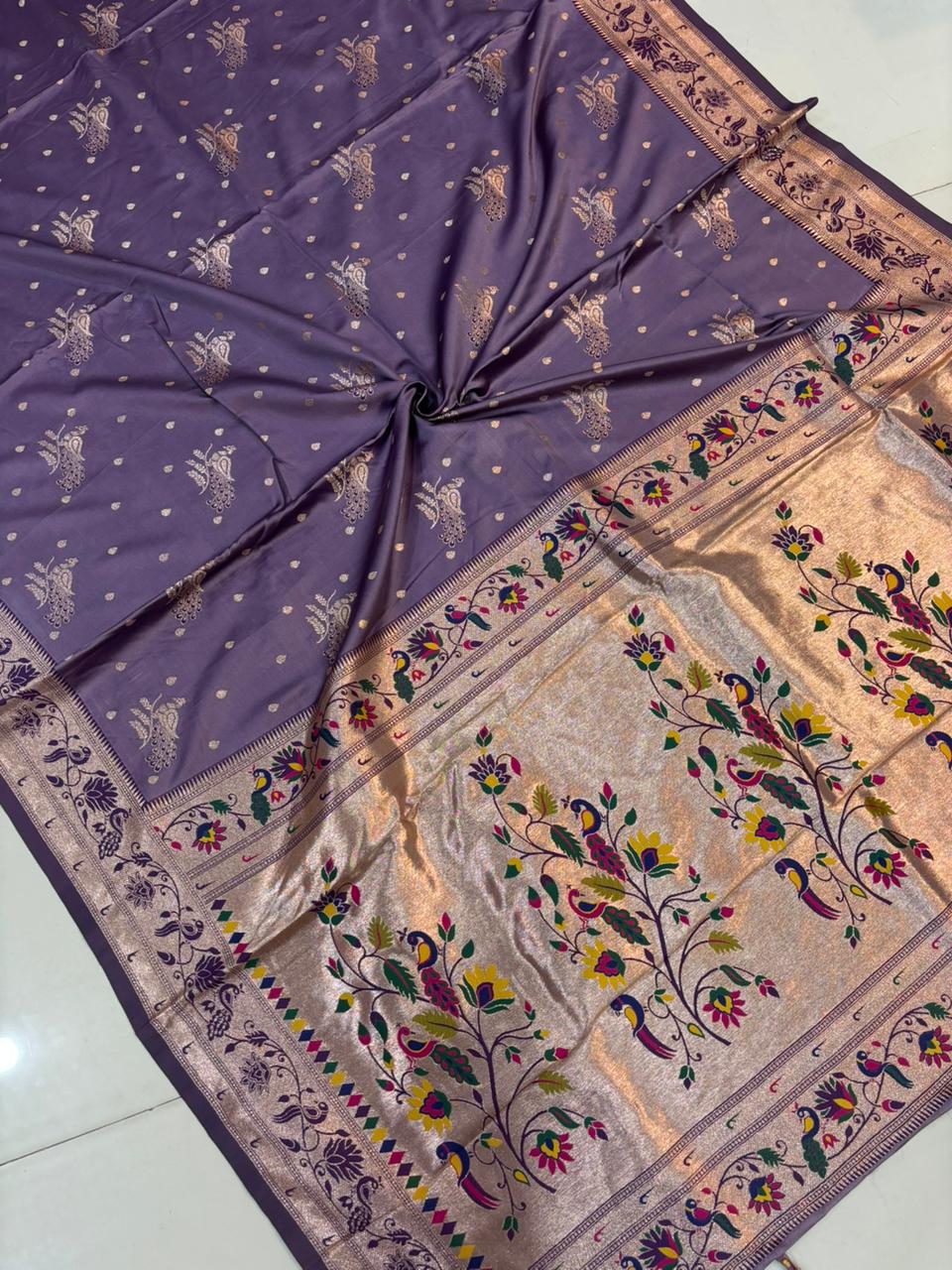 Meenakari Satin Silk Saree for Women | Rich Banarasi Style Lightweight Saree with Full Machine Work