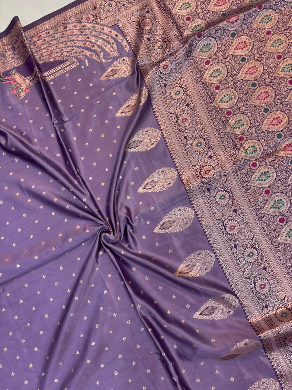 Meenakari Satin Silk Saree for Women | Rich Banarasi Style Lightweight Saree with Full Machine Work