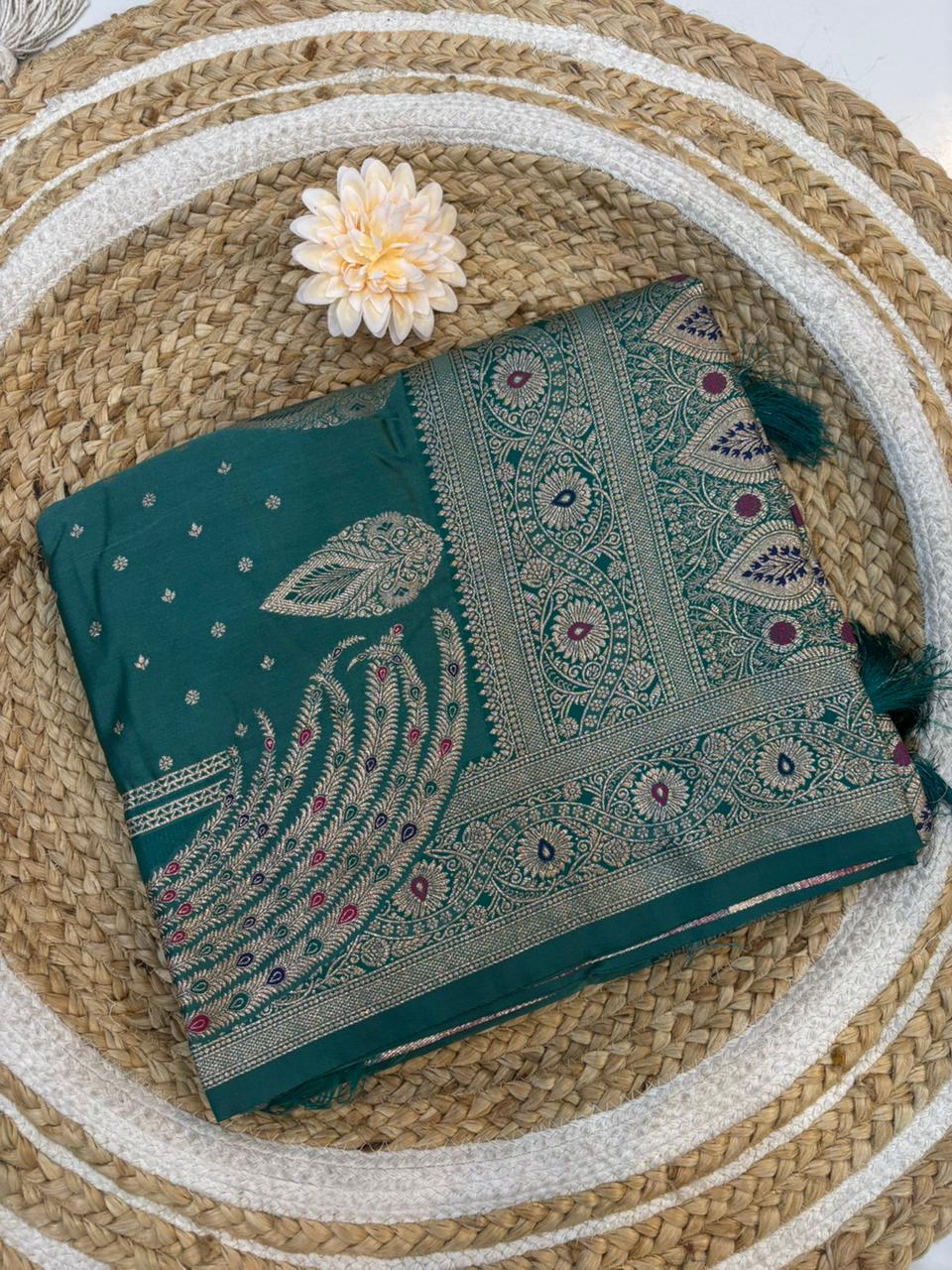 Meenakari Satin Silk Saree for Women | Rich Banarasi Style Lightweight Saree with Full Machine Work
