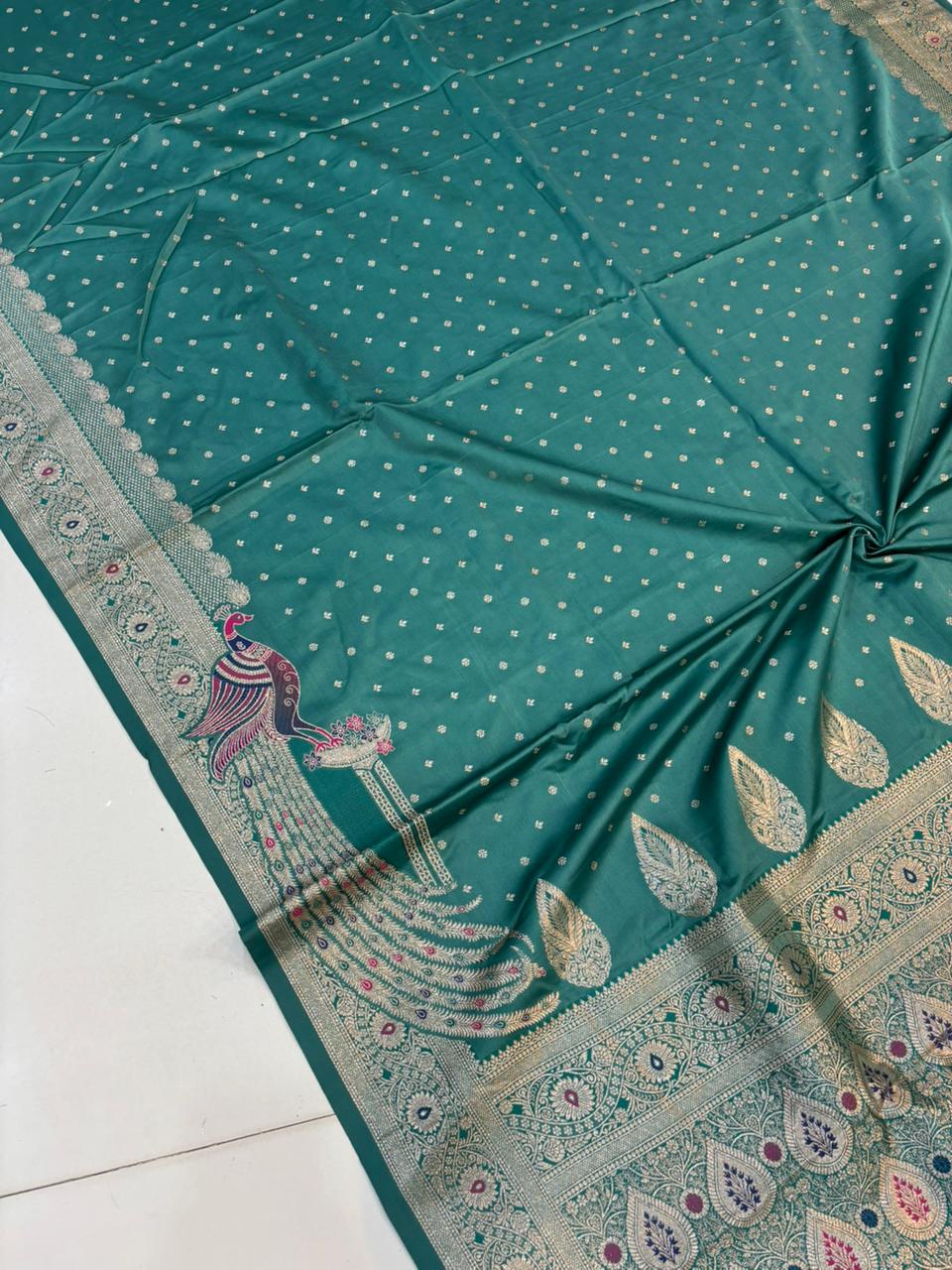 Meenakari Satin Silk Saree for Women | Rich Banarasi Style Lightweight Saree with Full Machine Work