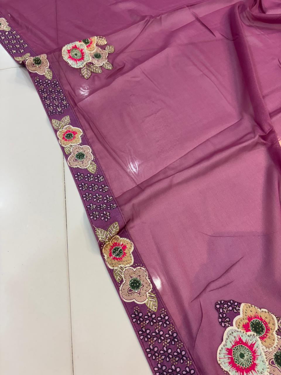 Floral Embroidery Blooming Georgette Party Wear Saree