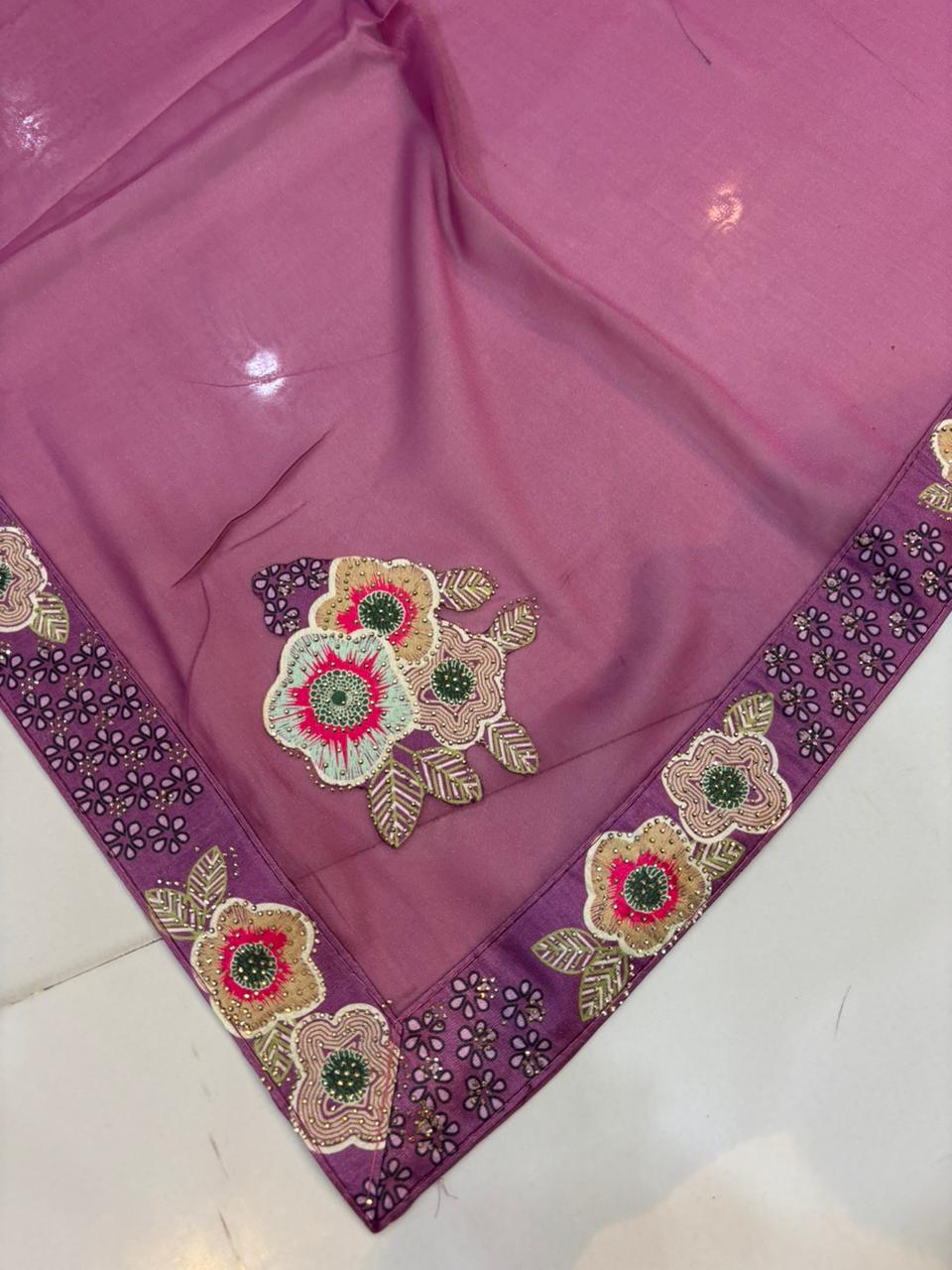 Floral Embroidery Blooming Georgette Party Wear Saree