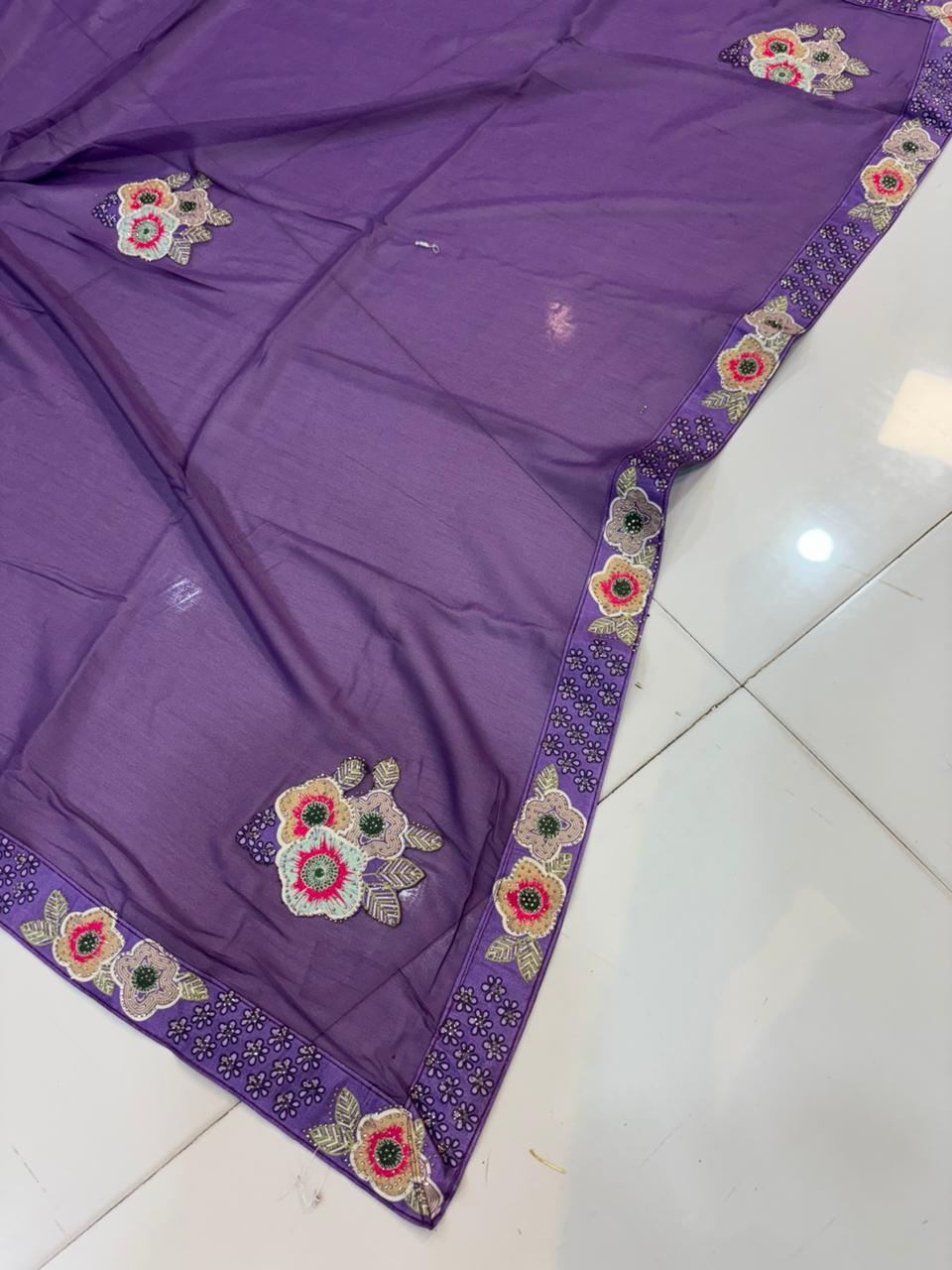 Floral Embroidery Blooming Georgette Party Wear Saree