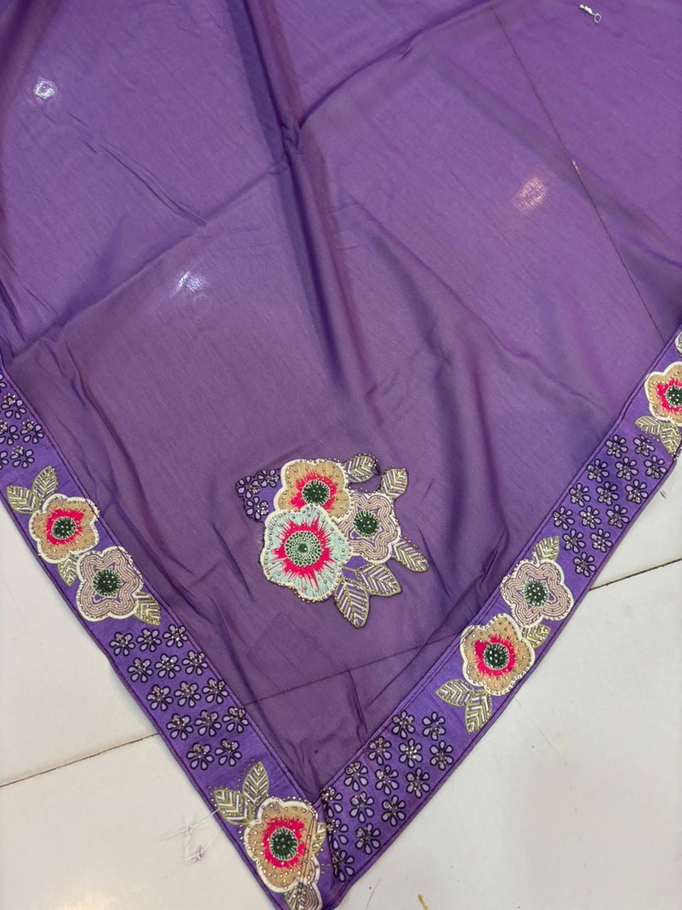 Floral Embroidery Blooming Georgette Party Wear Saree