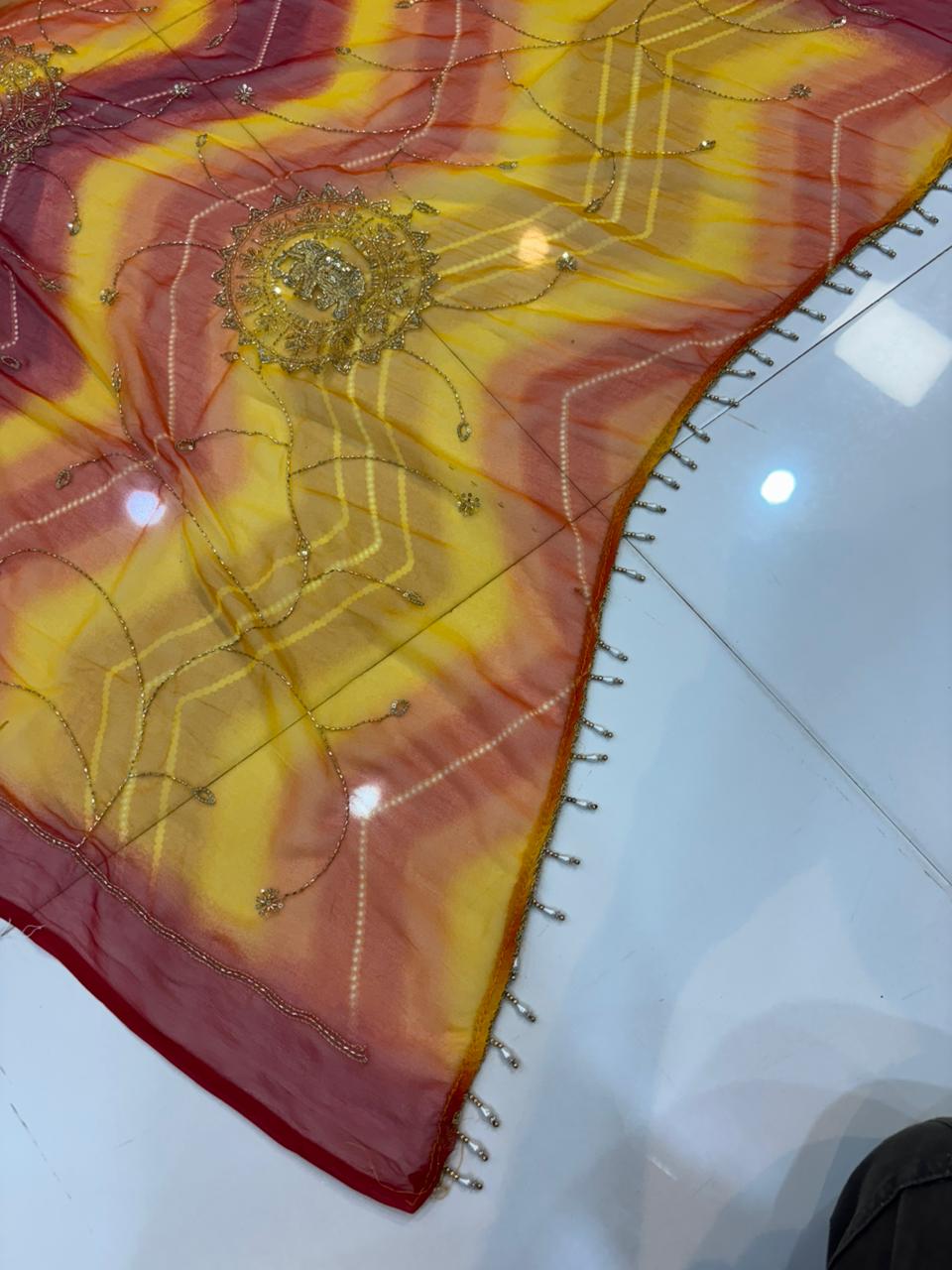 Handwork Darbari Fancy Saree with Real Moti & Diamond Embroidery