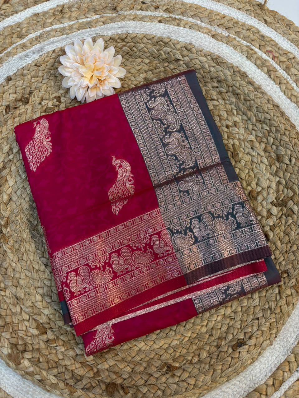 Soft Banarasi Silk Dhoop Chao Paithani Saree | Silver Chanderi Weaving