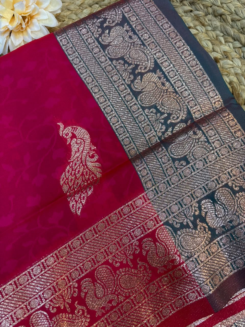 Soft Banarasi Silk Dhoop Chao Paithani Saree | Silver Chanderi Weaving