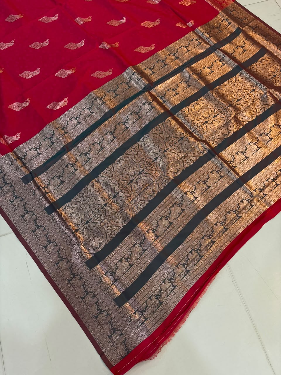 Soft Banarasi Silk Dhoop Chao Paithani Saree | Silver Chanderi Weaving