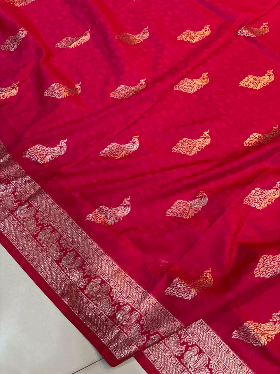 Soft Banarasi Silk Dhoop Chao Paithani Saree | Silver Chanderi Weaving