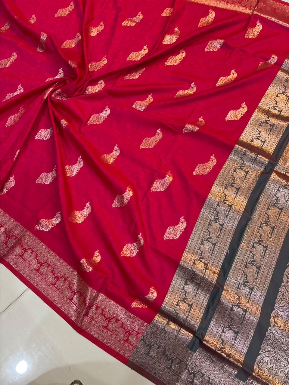 Soft Banarasi Silk Dhoop Chao Paithani Saree | Silver Chanderi Weaving