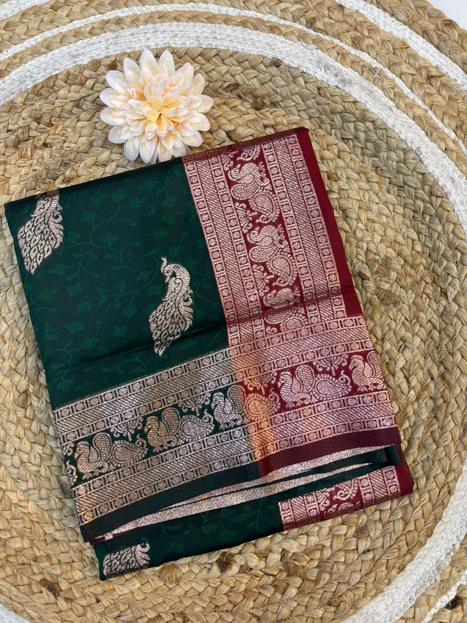 Soft Banarasi Silk Dhoop Chao Paithani Saree | Silver Chanderi Weaving