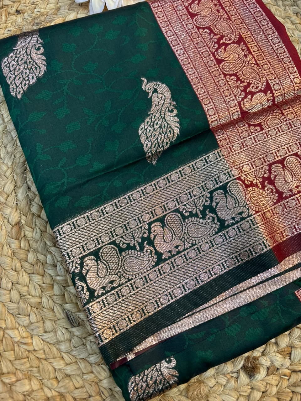 Soft Banarasi Silk Dhoop Chao Paithani Saree | Silver Chanderi Weaving
