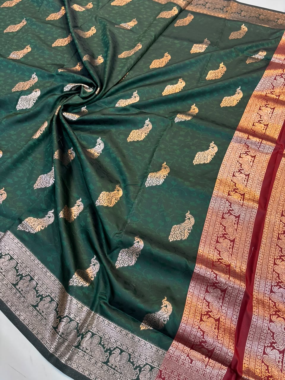 Soft Banarasi Silk Dhoop Chao Paithani Saree | Silver Chanderi Weaving