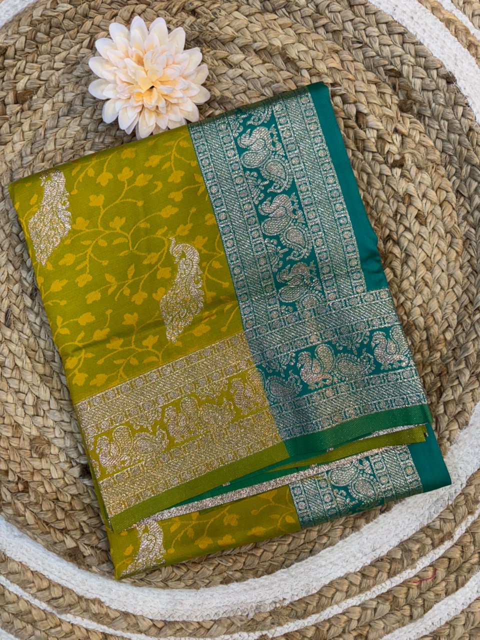 Soft Banarasi Silk Dhoop Chao Paithani Saree | Silver Chanderi Weaving
