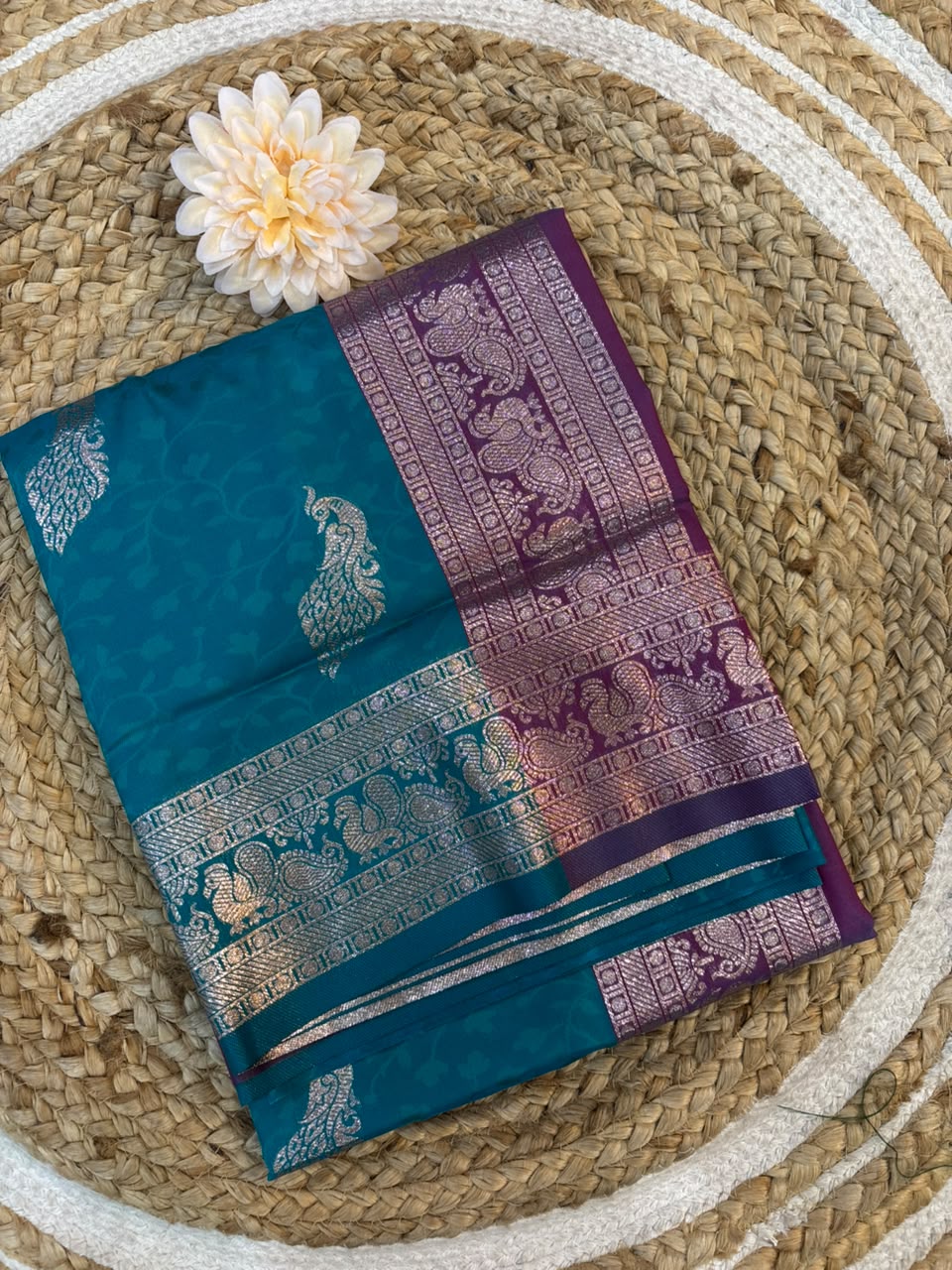 Soft Banarasi Silk Dhoop Chao Paithani Saree | Silver Chanderi Weaving