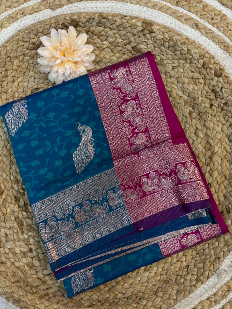 Soft Banarasi Silk Dhoop Chao Paithani Saree | Silver Chanderi Weaving