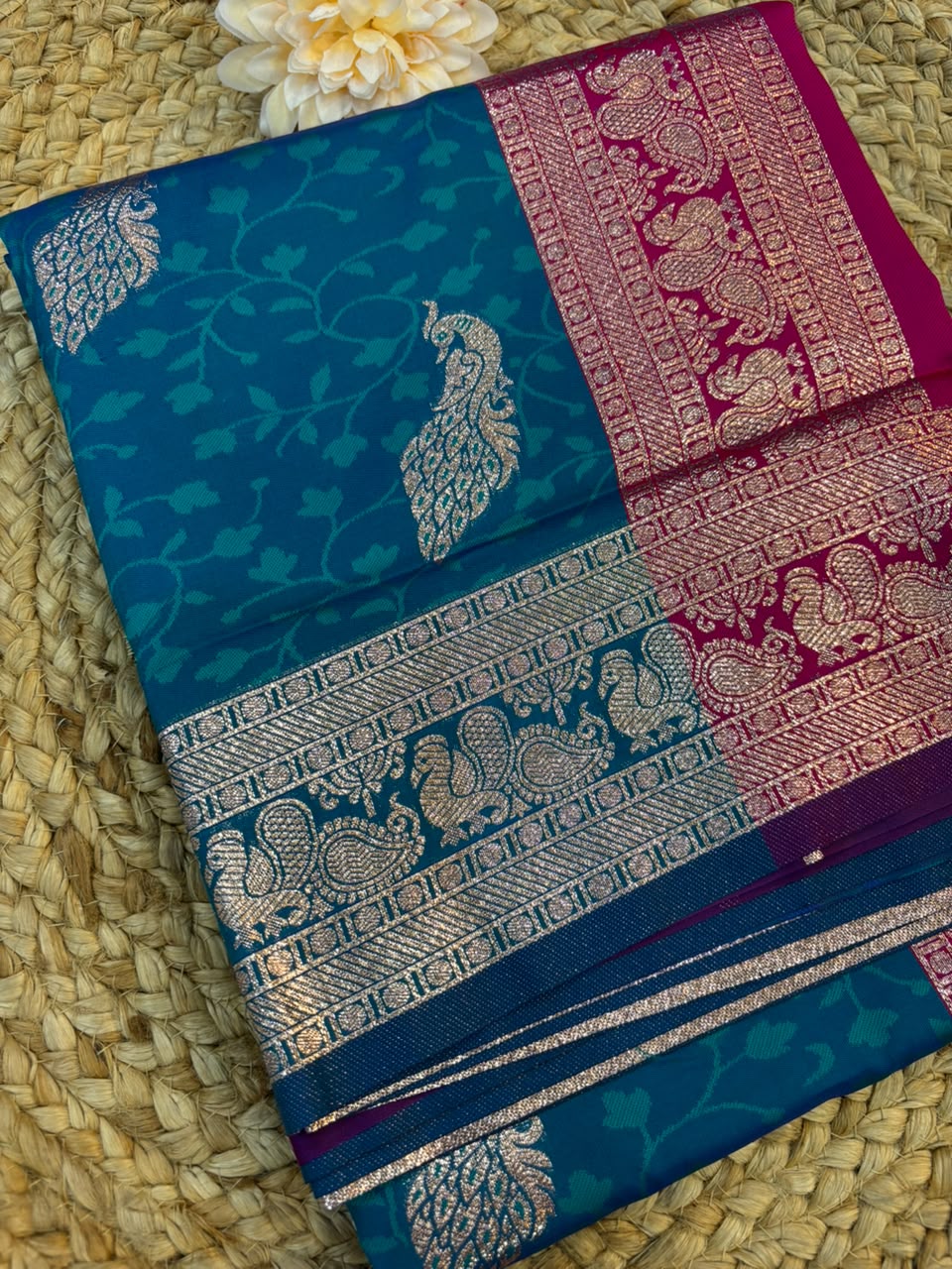 Soft Banarasi Silk Dhoop Chao Paithani Saree | Silver Chanderi Weaving