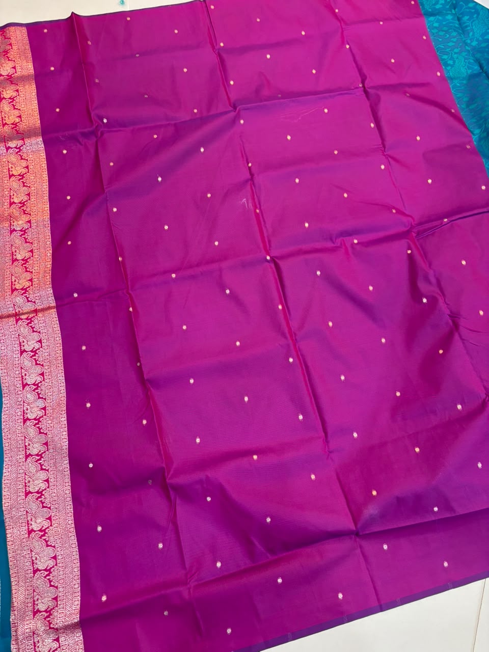 Soft Banarasi Silk Dhoop Chao Paithani Saree | Silver Chanderi Weaving