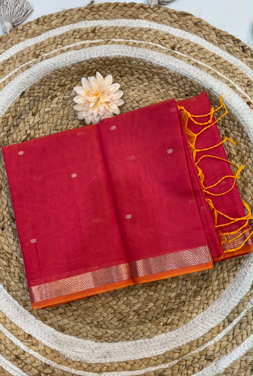 Trending Maheshwari Banglori South Cotton Saree | Embroidery Butta Work