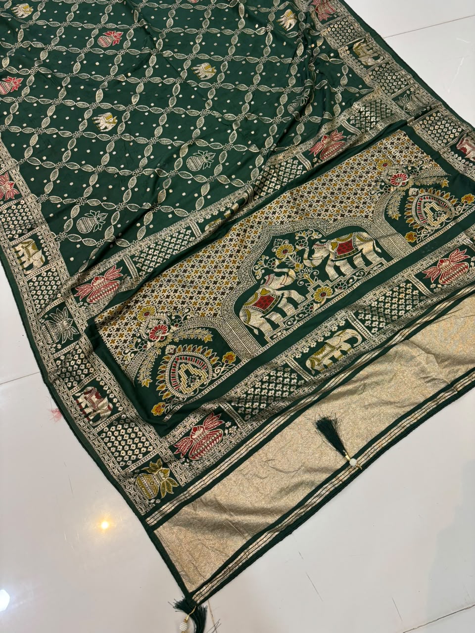 Designer Matka Silk Embroidery Saree with Diamond & Viscose Weaving