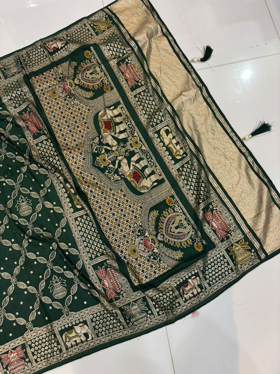 Designer Matka Silk Embroidery Saree with Diamond & Viscose Weaving