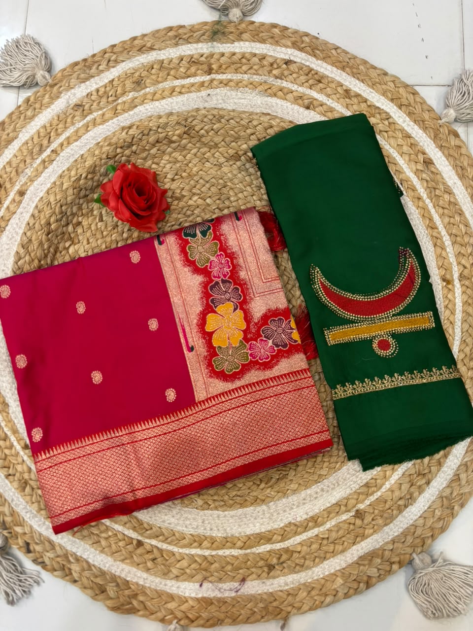 Viral Rajmata Banarasi Silk Saree with Heavy Aari Work Blouse