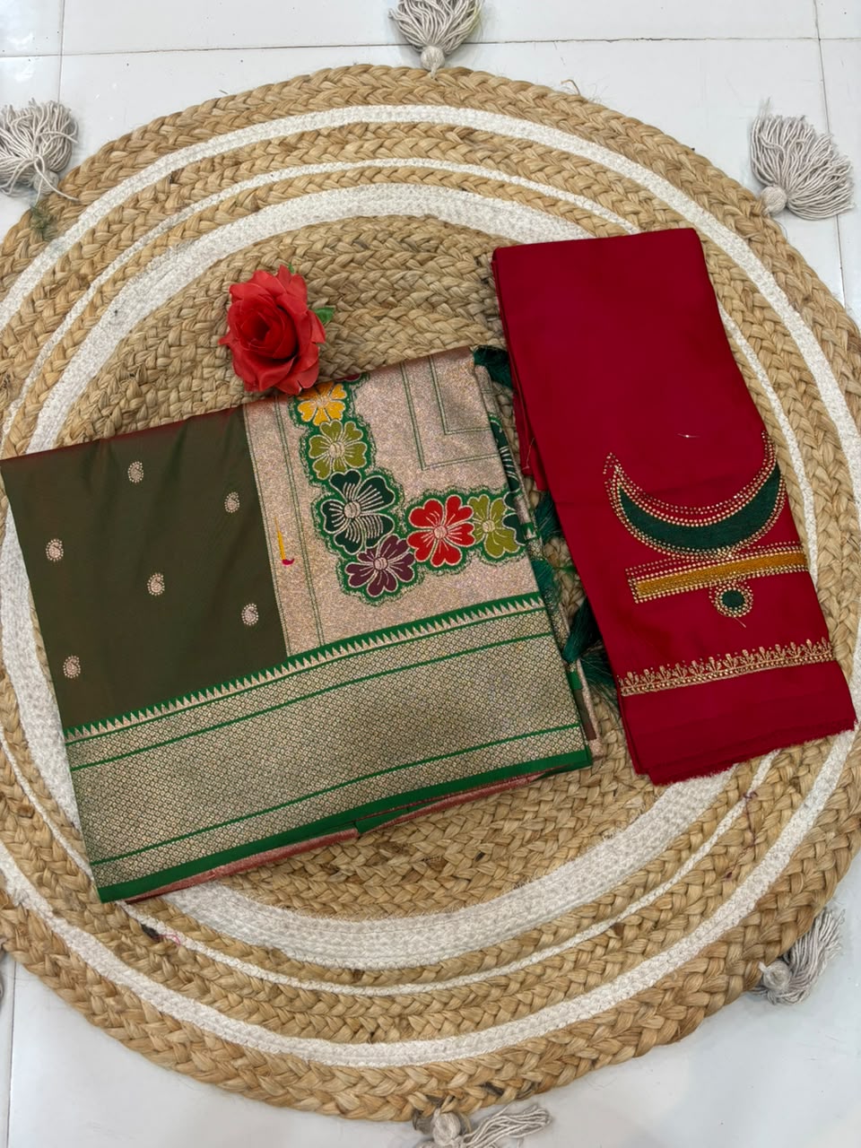 Viral Rajmata Banarasi Silk Saree with Heavy Aari Work Blouse
