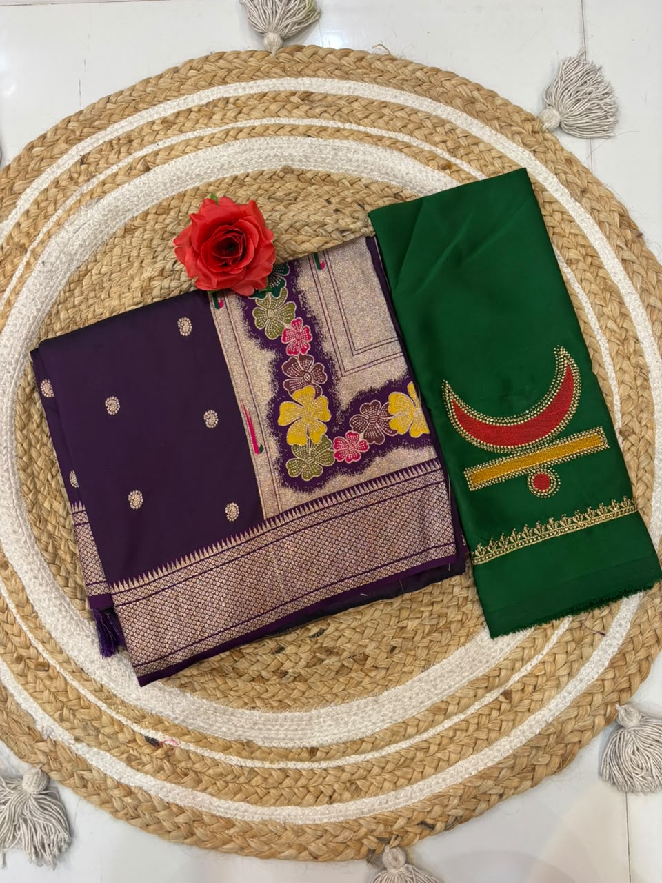 Viral Rajmata Banarasi Silk Saree with Heavy Aari Work Blouse