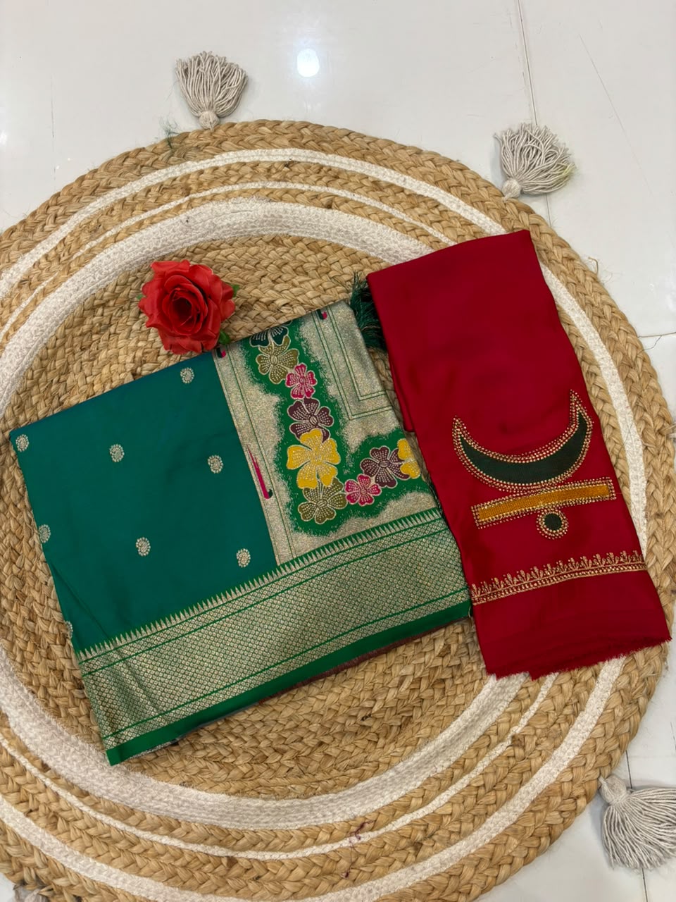 Viral Rajmata Banarasi Silk Saree with Heavy Aari Work Blouse