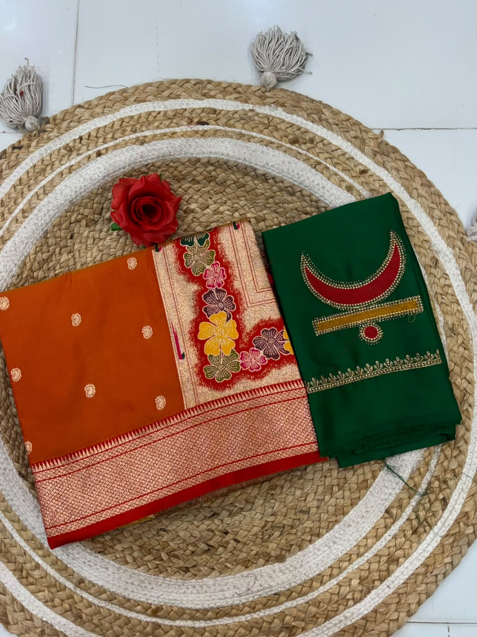 Viral Rajmata Banarasi Silk Saree with Heavy Aari Work Blouse