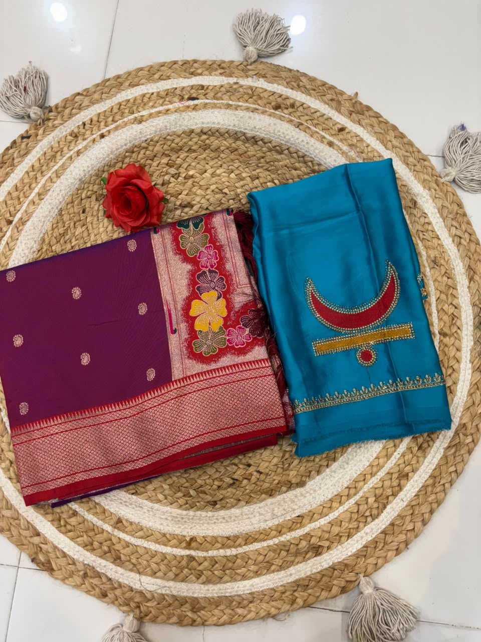 Viral Rajmata Banarasi Silk Saree with Heavy Aari Work Blouse