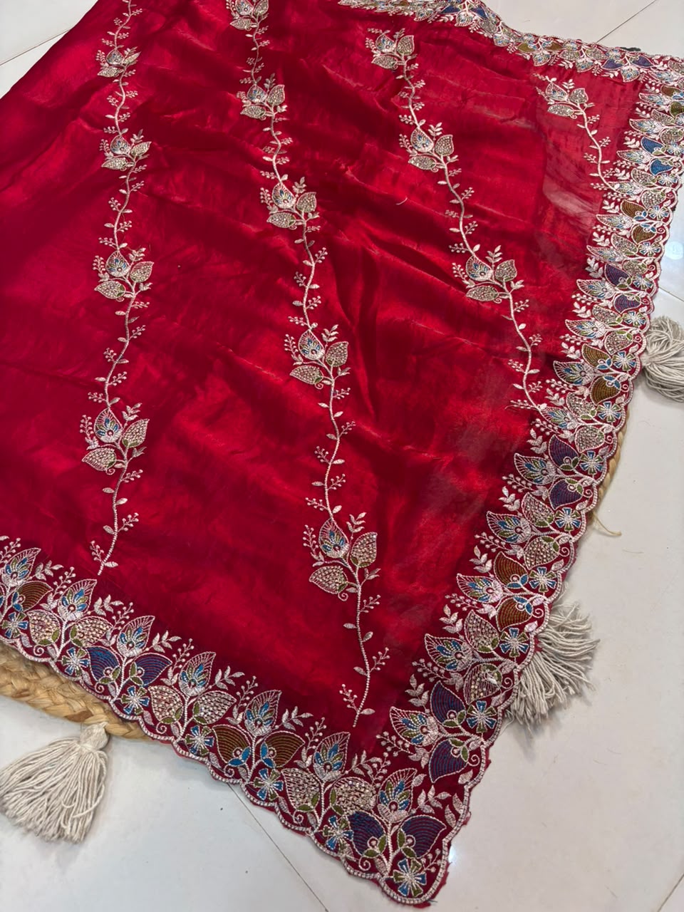 Royal Diamond Embroidered Designer Fancy Saree