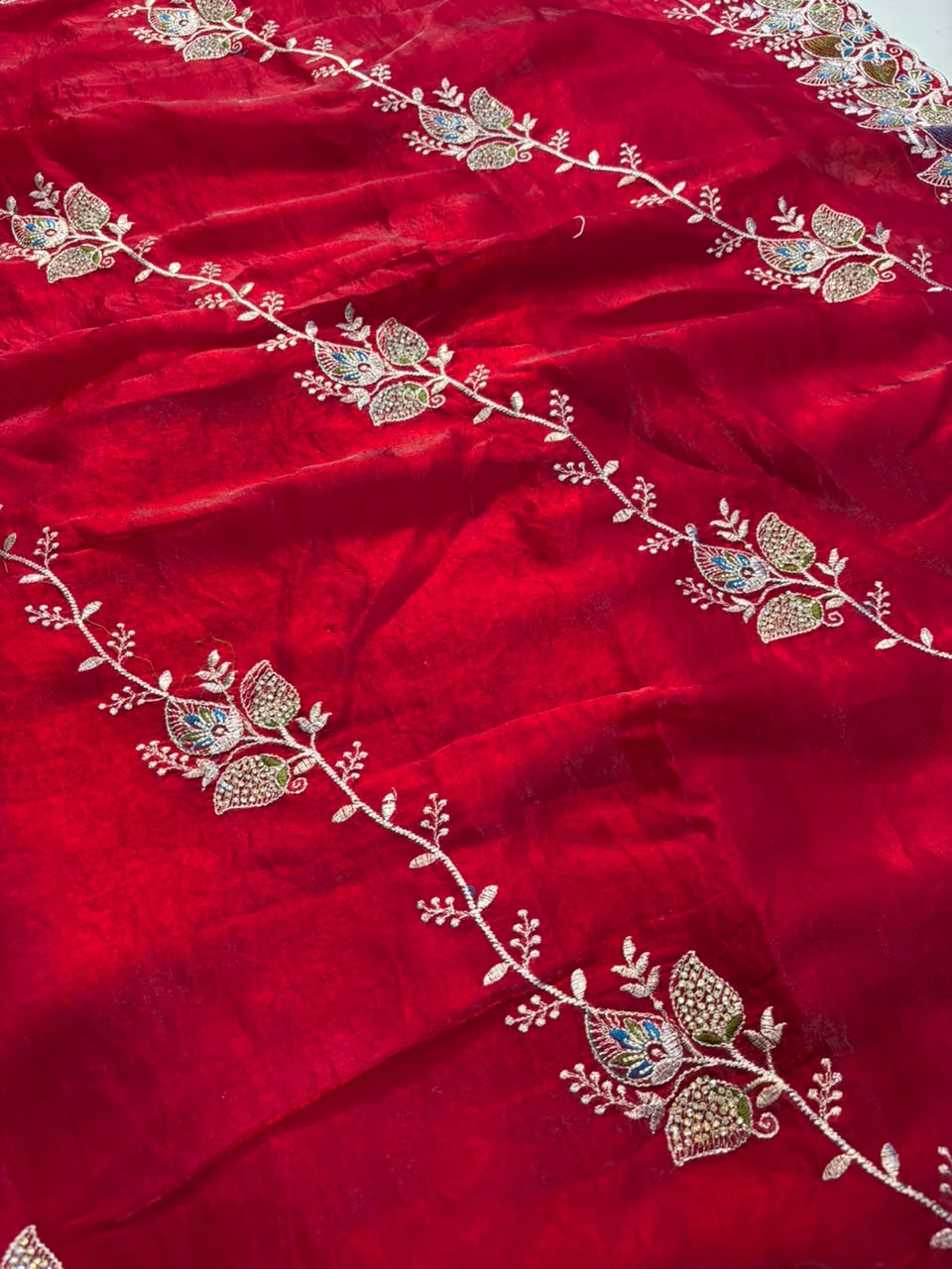 Royal Diamond Embroidered Designer Fancy Saree