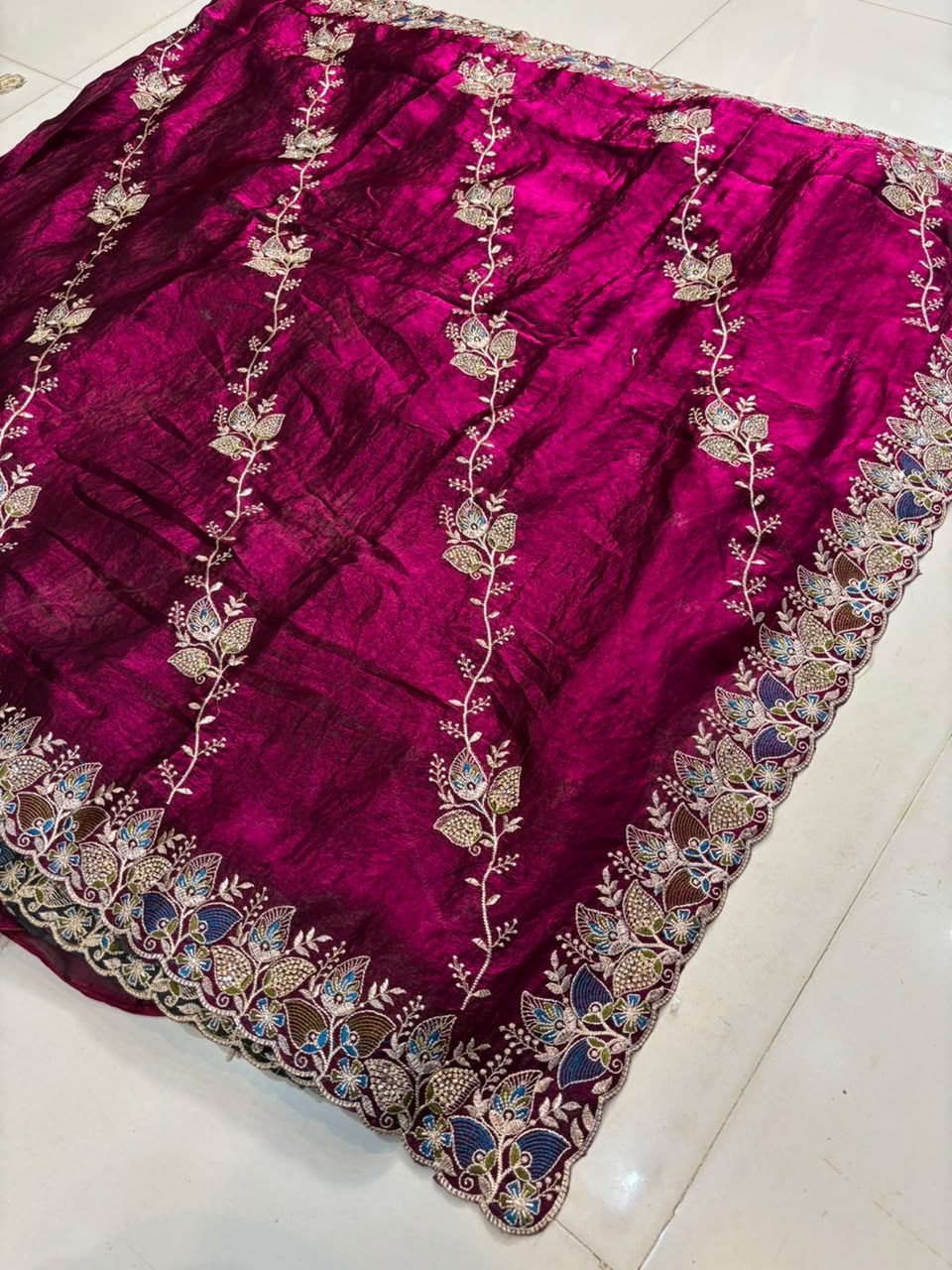 Royal Diamond Embroidered Designer Fancy Saree