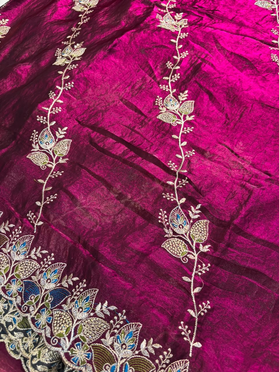 Royal Diamond Embroidered Designer Fancy Saree