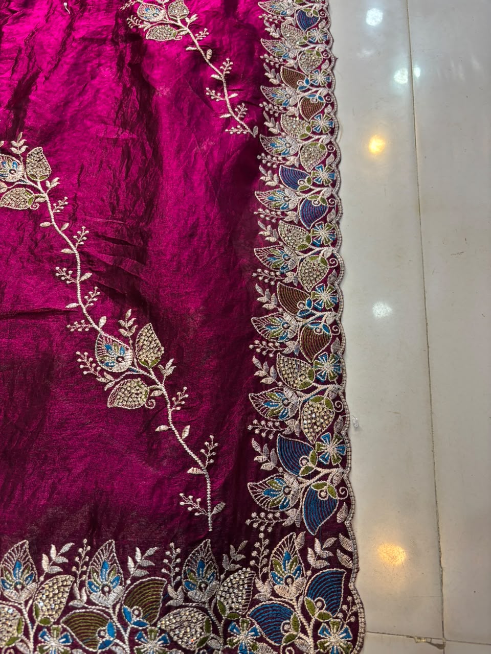 Royal Diamond Embroidered Designer Fancy Saree
