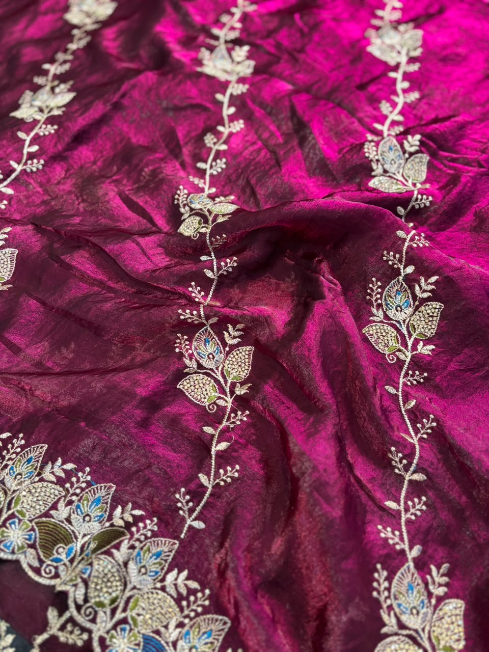 Royal Diamond Embroidered Designer Fancy Saree