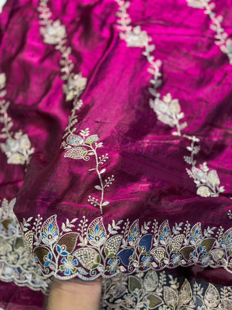 Royal Diamond Embroidered Designer Fancy Saree