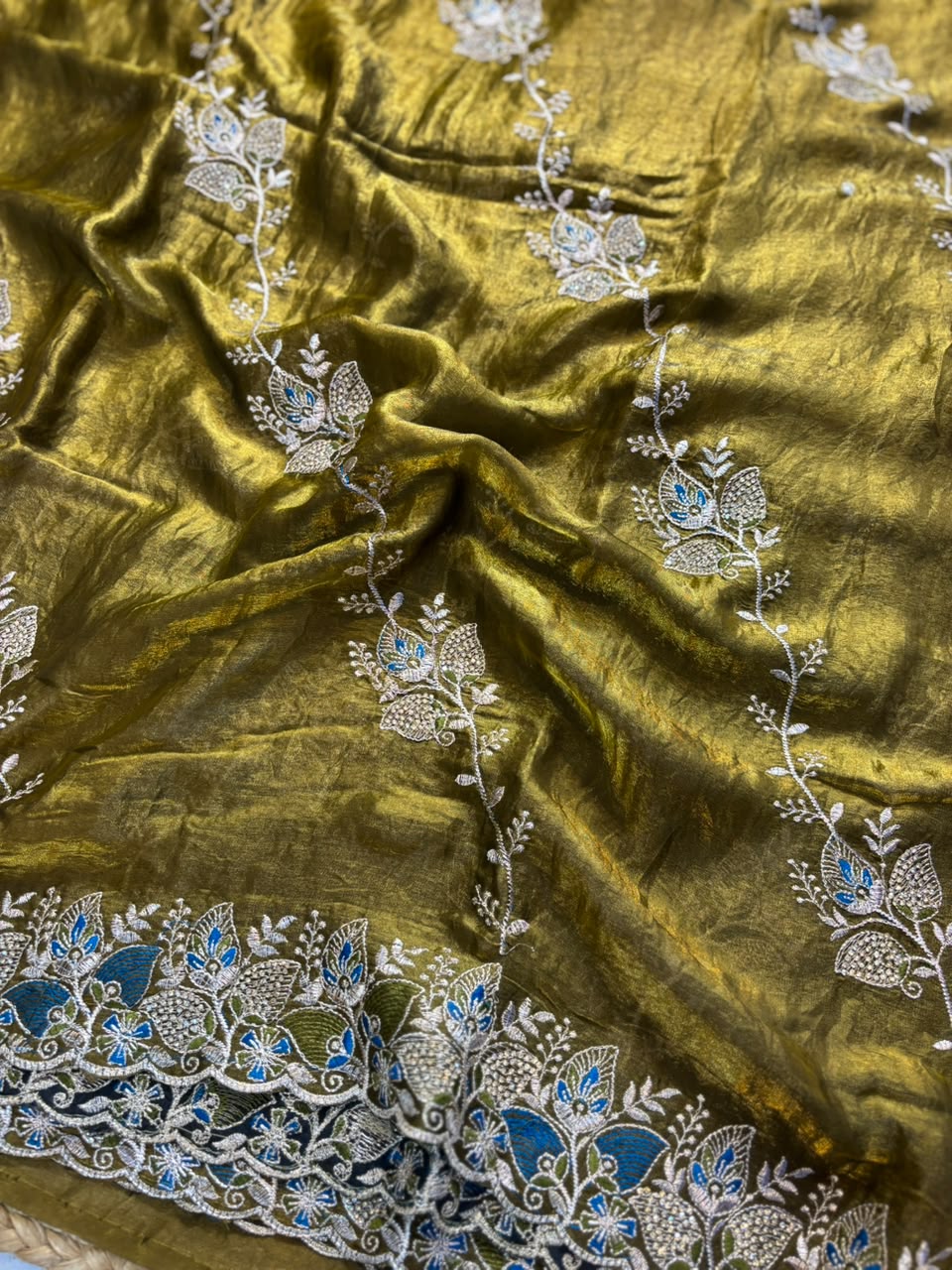 Royal Diamond Embroidered Designer Fancy Saree