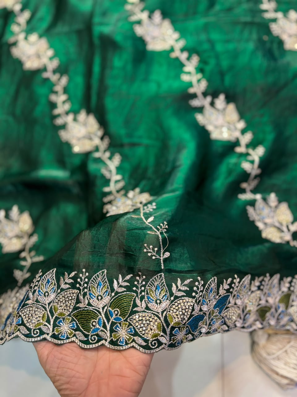 Royal Diamond Embroidered Designer Fancy Saree