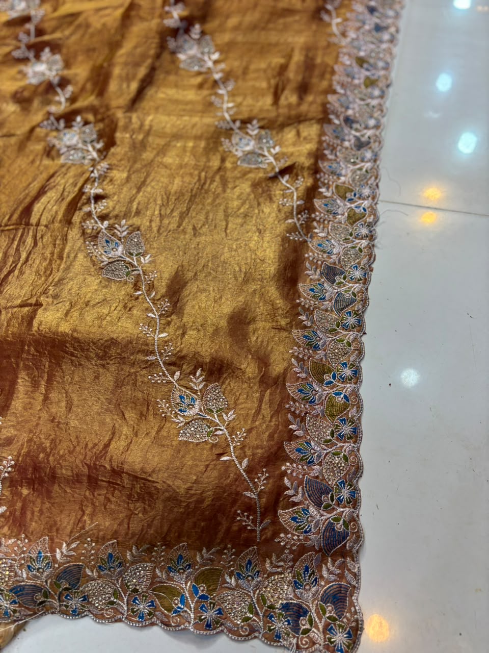 Royal Diamond Embroidered Designer Fancy Saree