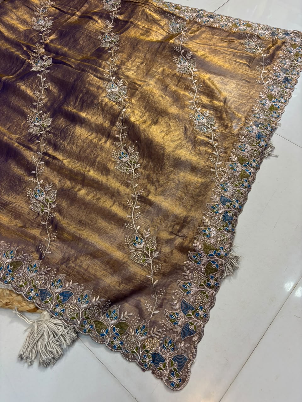 Royal Diamond Embroidered Designer Fancy Saree