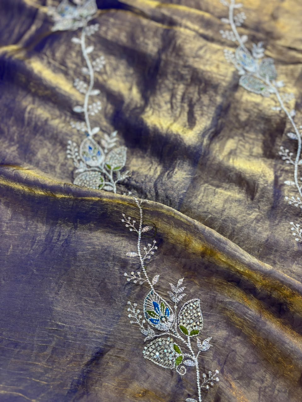 Royal Diamond Embroidered Designer Fancy Saree